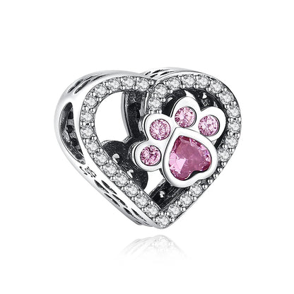Original 925 en argent Sterling breloque perle amour chien chat patte Panda luciole pendentif breloques idéal pour bracelet colliers femmes bijoux