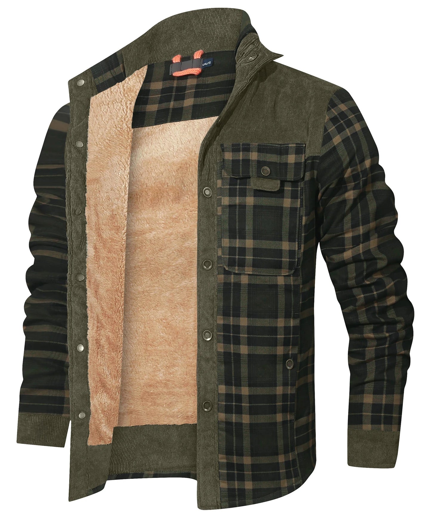 Vestes d'hiver pour hommes, coupe-vent, chaud, décontracté, manteau bombardier à carreaux, doublure Sherpa, flanelle, extérieur, classique, doux, taille américaine