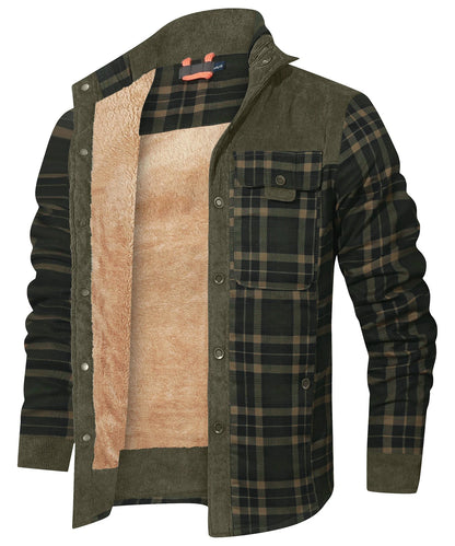 Vestes d'hiver pour hommes, coupe-vent, chaud, décontracté, manteau bombardier à carreaux, doublure Sherpa, flanelle, extérieur, classique, doux, taille américaine