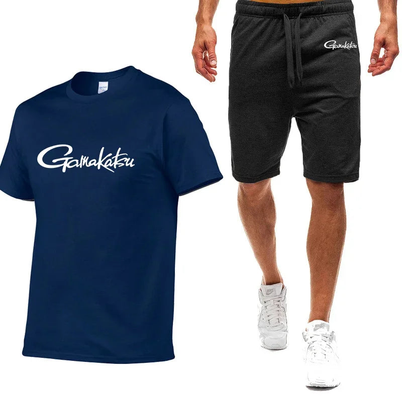 Gamakatsu Fishing 2024 homme impression Harajuku nouveau style neuf couleurs costume à manches courtes été T-Shirt Shorts décontractés ensemble 2 pièces