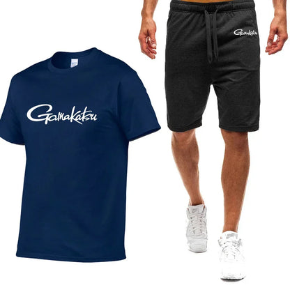 Gamakatsu Fishing 2024 homme impression Harajuku nouveau style neuf couleurs costume à manches courtes été T-Shirt Shorts décontractés ensemble 2 pièces