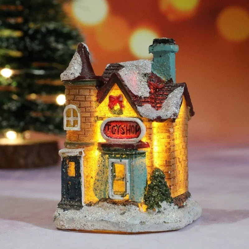 Nouvelles décorations de noël en résine, petite maison, Micro paysage, petits ornements, cadeaux de noël