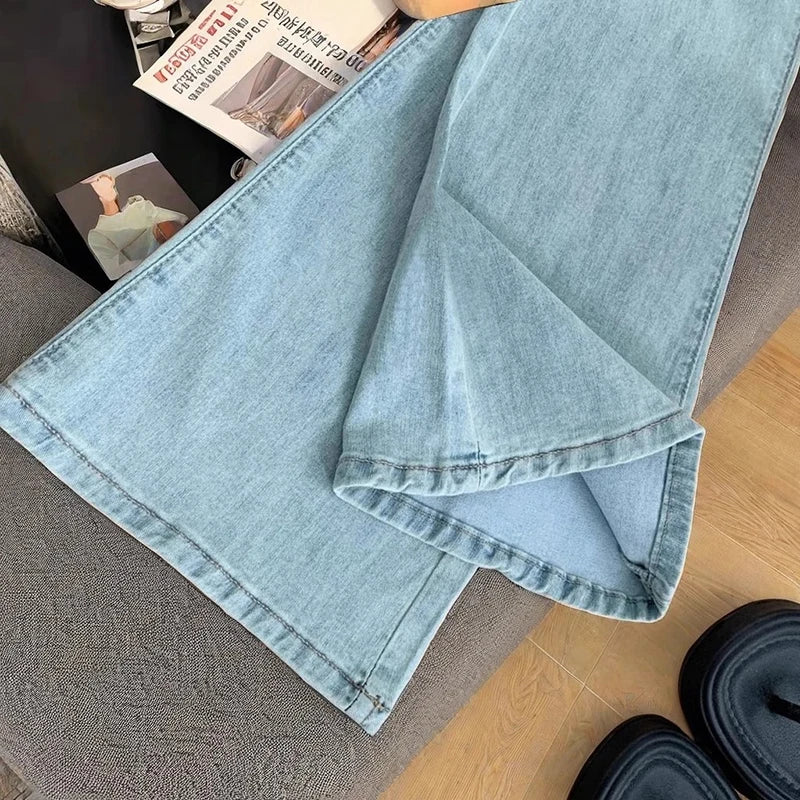 Jean Patchwork en dentelle pour femmes, coupe cintrée, taille haute, Micro pantalon évasé, Style coréen, décontracté, fermeture éclair, Denim, été