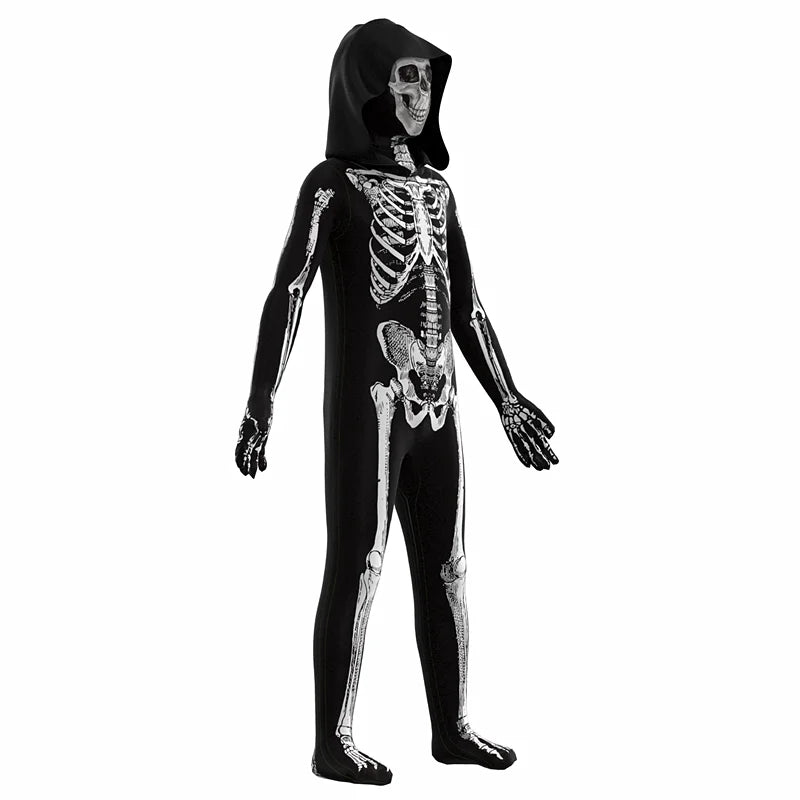 Costume de crâne d'halloween pour enfants, déguisement de terreur, jeu à capuche, Cosplay, cadeau de vacances
