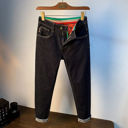 Jeans College décontractés de luxe abordable pour hommes, denim mince pour document primaire, haut de gamme, abordable, automne, nouveau