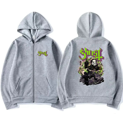 Mesurost Band Zipper Hoodie pour hommes, Hip Hop Respzed Fashion, Cartoon Anime Graphic Print, Zip Up Hoodies, Rock Gothic, PVD