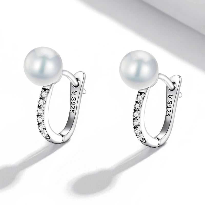 WOSTU boucles d'oreilles cœur fleur 100% argent Sterling 925 perle petites boucles d'oreilles pour femmes mariage fiançailles bijoux cadeaux
