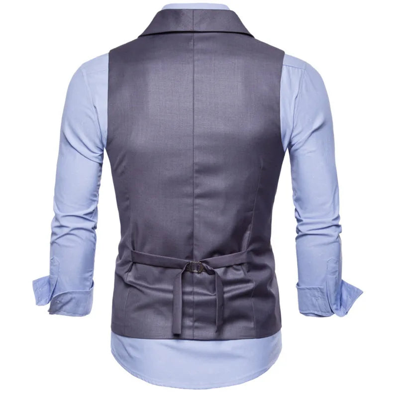 # 4822 hommes costume gilet couleur unie robe gilet mâle Double boutonnage gilet coupe ajustée formel sans manches hommes gilets grande taille 4XL