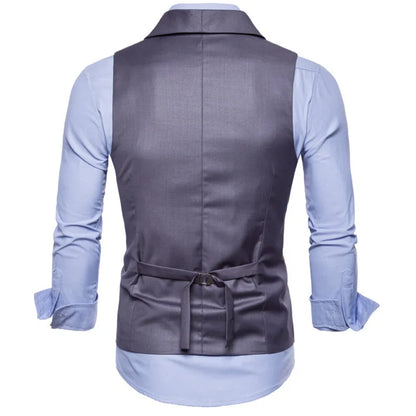 # 4822 hommes costume gilet couleur unie robe gilet mâle Double boutonnage gilet coupe ajustée formel sans manches hommes gilets grande taille 4XL