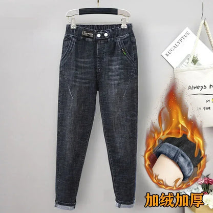 Jean Extensible Extra-Large pour Fille et Femme, Pantalon en Denim Ample et Fin, Nouvelle Collection, 6XL, 5XL