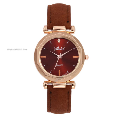 montres femmes rouge bracelet en cuir décontracté montres à Quartz