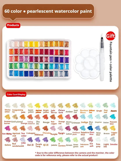 Ensemble de peinture d'interconnexion solide nacré, pigments d'interconnexion scintillants pour le dessin, la peinture, l'écriture, l'art, les fournitures scolaires, 12-60 couleurs