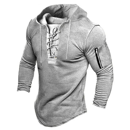 Sweat-Shirt à Lacets pour Homme, Pull Solide, Fermeture Éclair, Confortable, Décontracté, Vacances, dehors, observateur