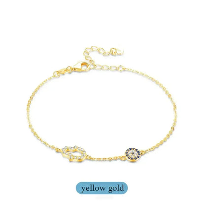 Kaletine-Bracelet à breloques Hamsa Evil Eye pour femme, argent regardé 925, bracelets JOLink CZ bleus, bijoux turcs, bonne chance