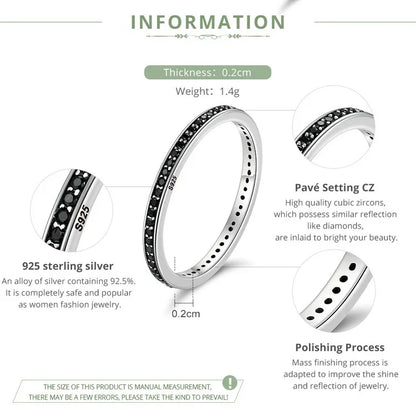 BAMOER authentique 925 en argent Sterling éblouissant CZ anneaux empilables pour les femmes bijoux de mariage mère cadeau SCR114