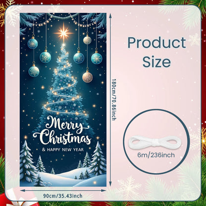 Bannière de Noël Ornements rouges Décoration de vacances Motif de flocon de neige Festivités d'hiver pour la décoration de la maison Célébration de vacances I