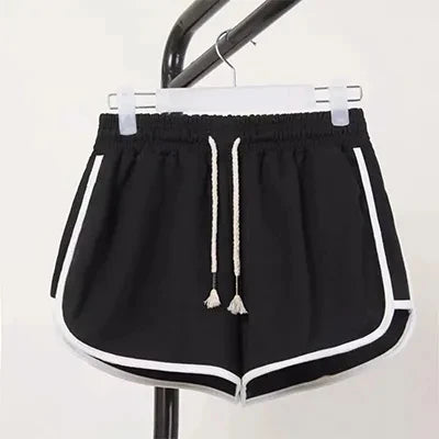 Mode été Shorts décontracté és femme Stretch taille haute Shorts femme noir blanc ample plage Sexy court S-XXL