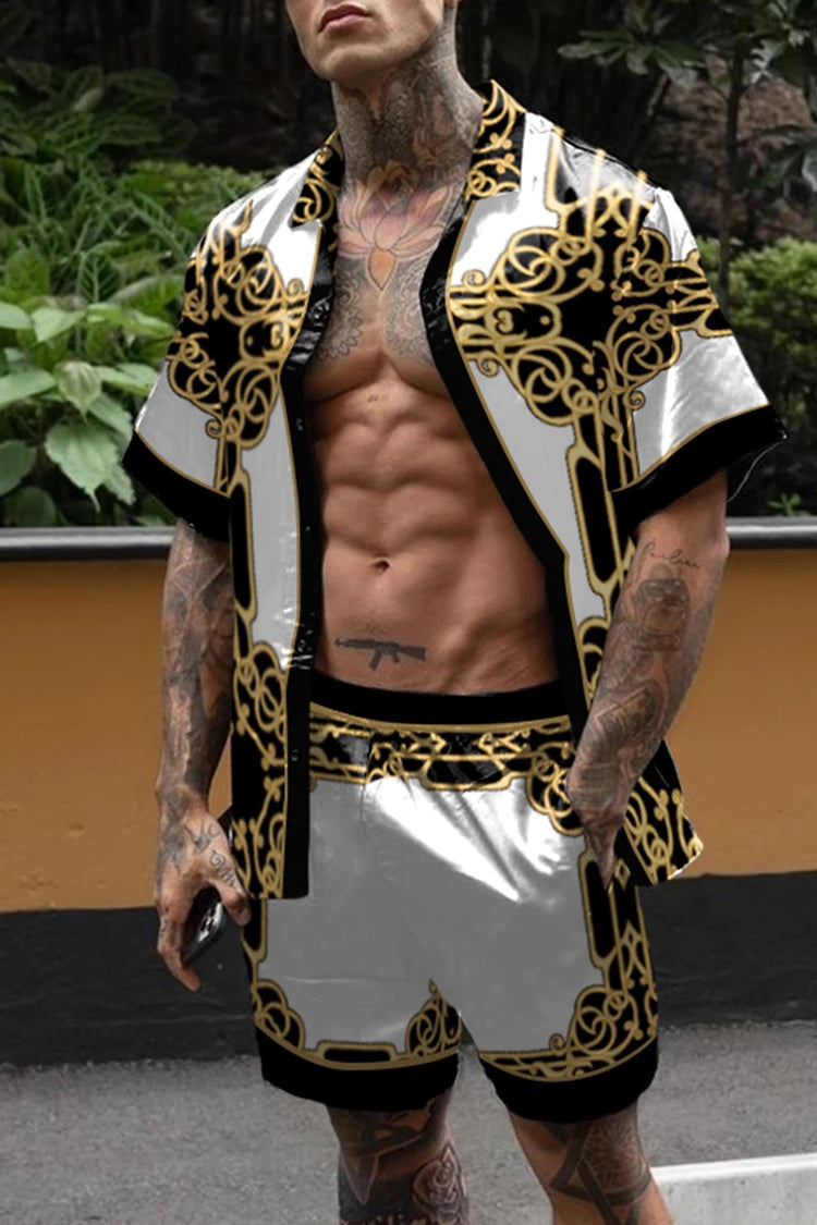 Ensemble hawaïen chaud hommes impression ensemble à manches courtes été décontracté chemise florale plage deux pièces costume bouton nouvelle mode hommes ensembles ﻿