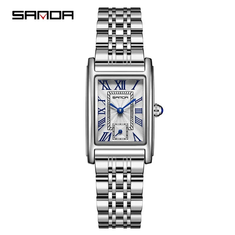 Sanda-Montre-bracelet analogique à mouvement à quartz pour femmes d'affaires, 1116 degrés, design élégant, cadran rectangulaire, eau, nouvelle mode, 2024