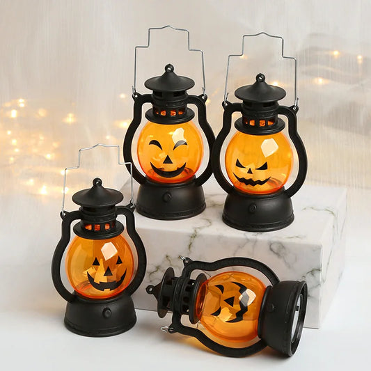 Lanterne à Citrouille LED pour Halloween, Lumière Fantôme, Bougie Rétro, Petite Lampe à Huile, Décoration de Maison, Accessoires d'Horreur