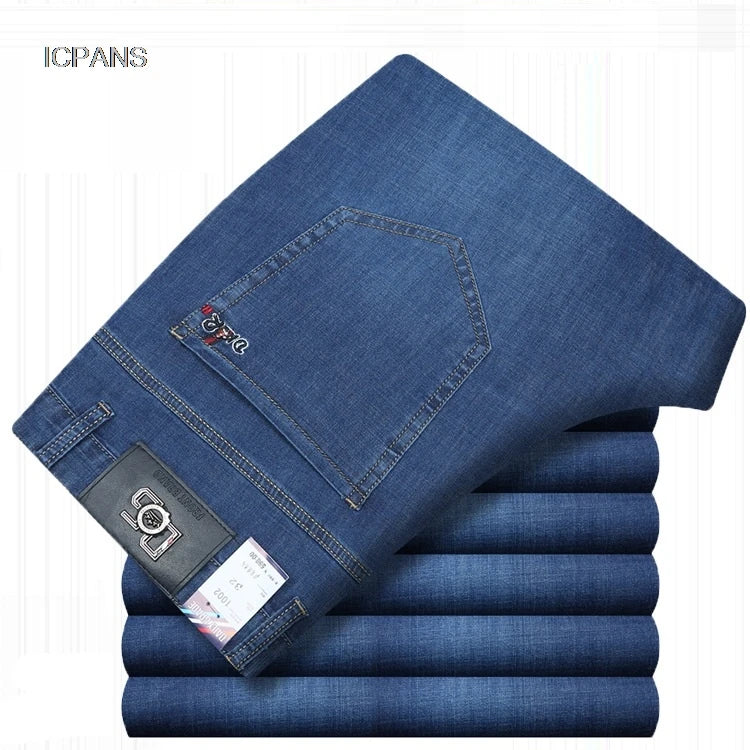 Jean Denim Fin pour Homme, Pantalon Droit, Décontracté, Bleu, Noir, Gris, Vêtements d'Été, Taille 40 42