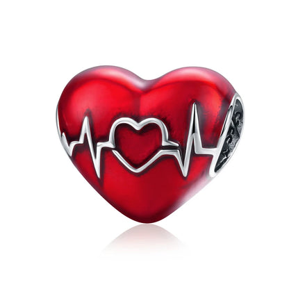 BISAER 925 en argent Sterling coeur série breloque perle coloré Zircon pendentif ajustement famille fête des mères anniversaire Bracelet bijoux à bricoler soi-même