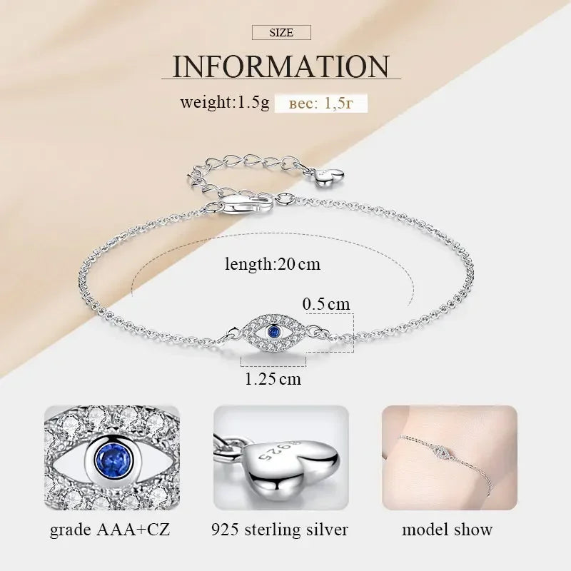KALETINE chanceux mauvais œil Bracelet 925 en argent Sterling Bracelets pour femme pierre bleue CZ turquie réglable hommes bijoux KLTB099