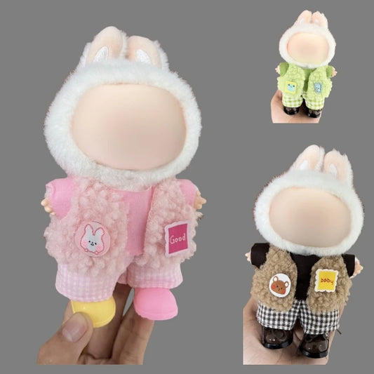 Poupée en peluche Labubu de 17cm, vêtements portables adaptés au V1 V2 V3, accessoires de vêtements de bricolage, veste de poupée mignonne, jouet pour enfants, cadeau
