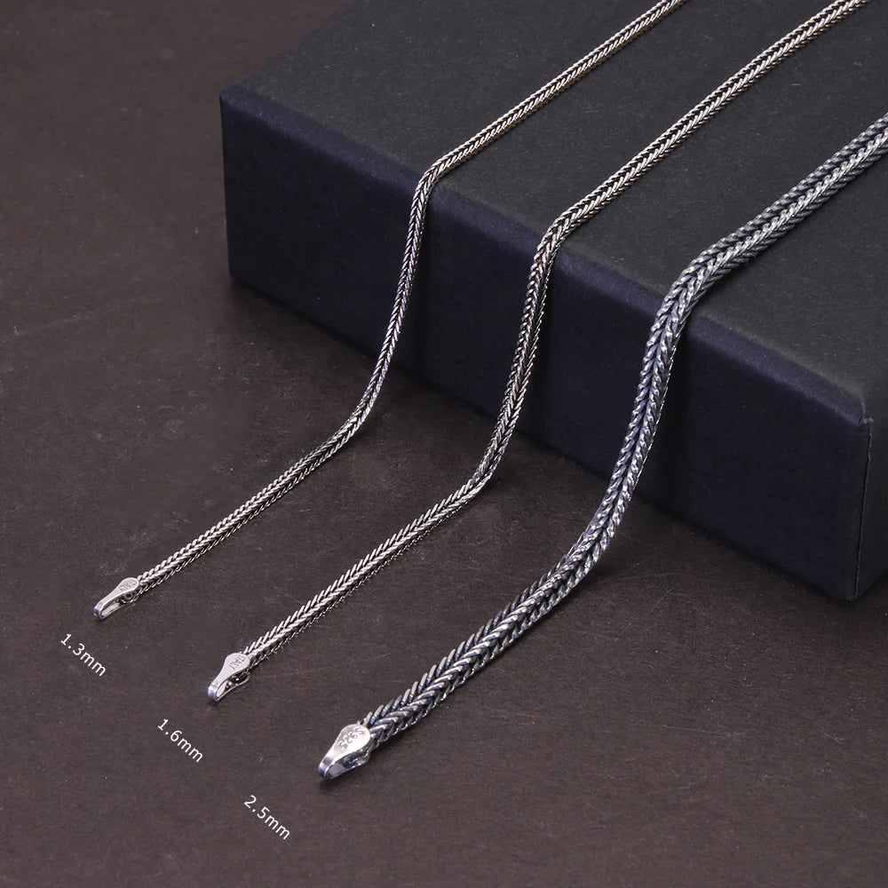 Collier en argent Sterling 925 pur pour femmes et hommes, chaîne Vintage sétaire 1.6mm rétro solide