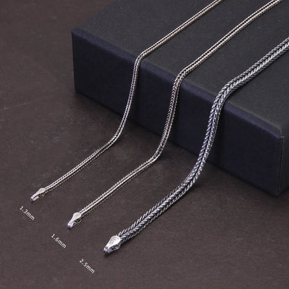 Collier en argent Sterling 925 pur pour femmes et hommes, chaîne Vintage sétaire 1.6mm rétro solide
