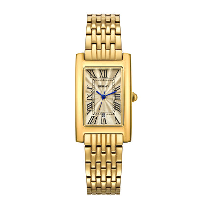 BERNY montre carrée pour femmes Quartz mode dames montre-bracelet saphir luxe chiffre romain Date décontracté Rectangle femmes montres