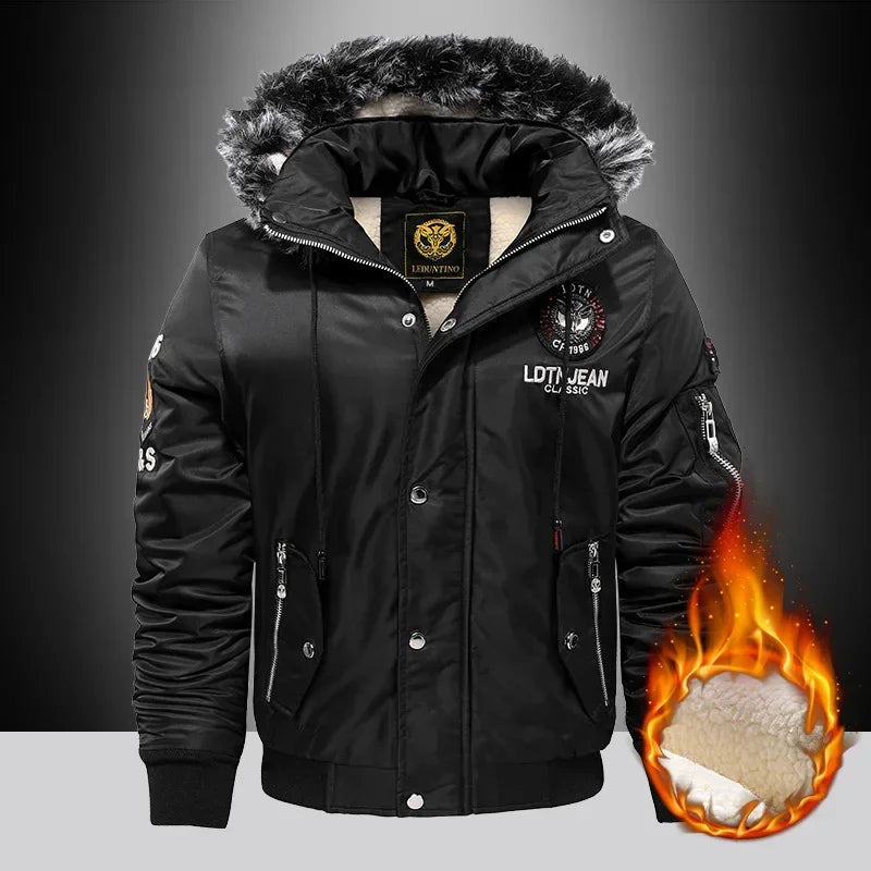 Parka épaisse en duvet pour homme, manteau surdimensionné en velours épais, marque garde au chaud, noir, bleu, rouge, veste rembourrée, hiver 2024