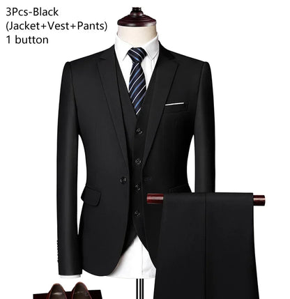 Costumes formels complets Ternos pour hommes, blazers élégants, pantalons et vestes, costume de luxe, vêtements de mariage, affaires, 2 pièces, 3 ensembles