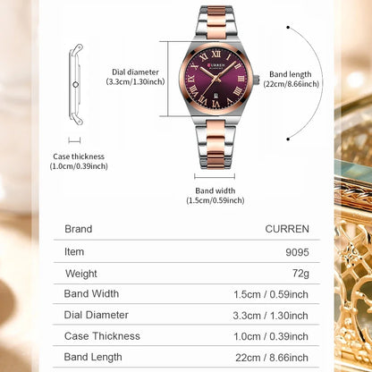CURREN montre femmes,  Bracelet en acier inoxydable montres analogiques Date