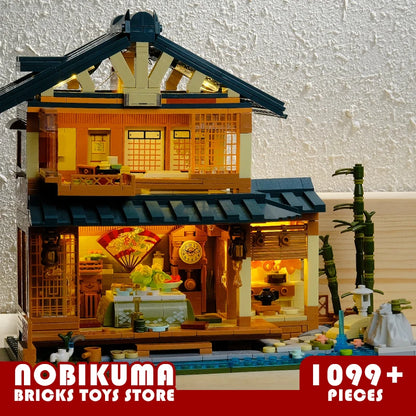 Décennie s de construction de cabane en rondins de style japonais, jouets de ville, maison de source chaude, briques MOC, scène d'anime, modèle PRModel, cadeaux d'anniversaire pour adultes et enfants