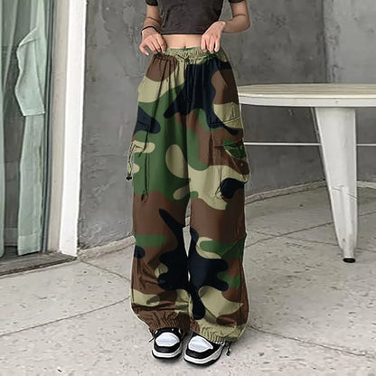 Pantalon de survêtement camsalomon pour femme, streetwear, harajuku, proximité wstring, taille élastique, sarouel, hip hop, parachute, pantalon de jogging baggy Y2k