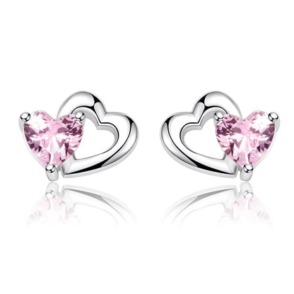 WOSTU boucles d'oreilles cœur fleur 100% argent Sterling 925 perle petites boucles d'oreilles pour femmes mariage fiançailles bijoux cadeaux