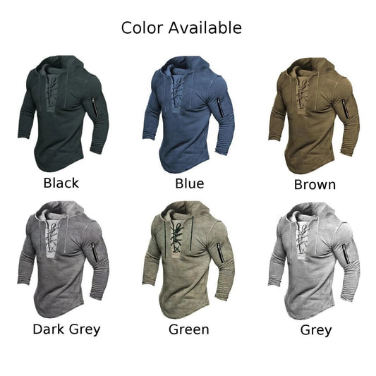 Sweat-Shirt à Lacets pour Homme, Pull Solide, Fermeture Éclair, Confortable, Décontracté, Vacances, dehors, observateur