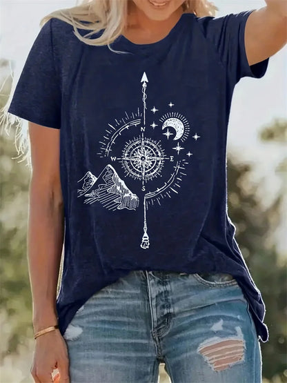 T-shirt col rond femme imprimé pissenlit mode de rue urbaine T-shirt ample femme quotidien décontracté élégant haut à manches courtes