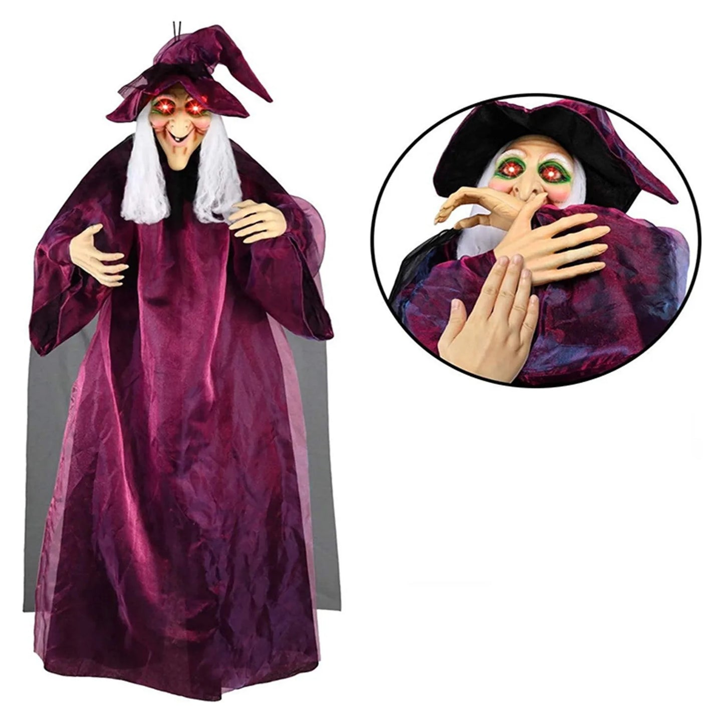 Décoration à commande vocale pour Halloween, grande sorcière suspendue, fantôme lumineux, fabrication sonore, Bar, fête, maison fantôme, décoration d'horreur