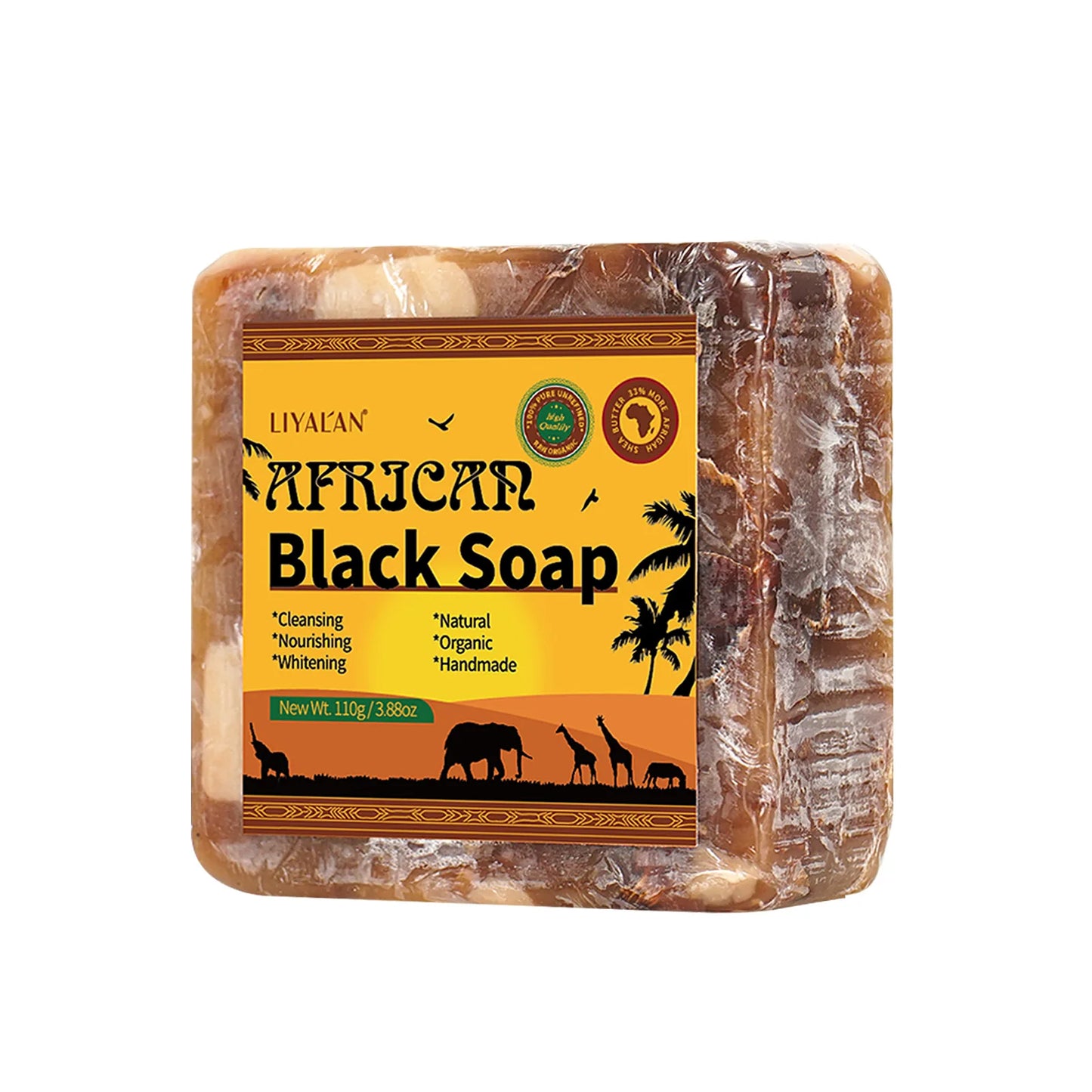 Savon noir africain savon de bain de nettoyage du corps noir brut savon fait à la main à l'huile essentielle