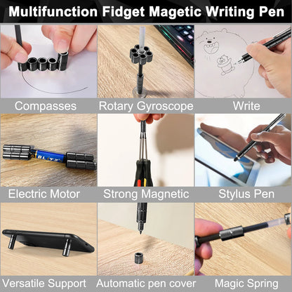 Stylo Fidget de décompression magnétique, stylo à bille en métal multifonctionnel avec boules magnétiques colorées, cadeau Gadget Cool pour les enfants