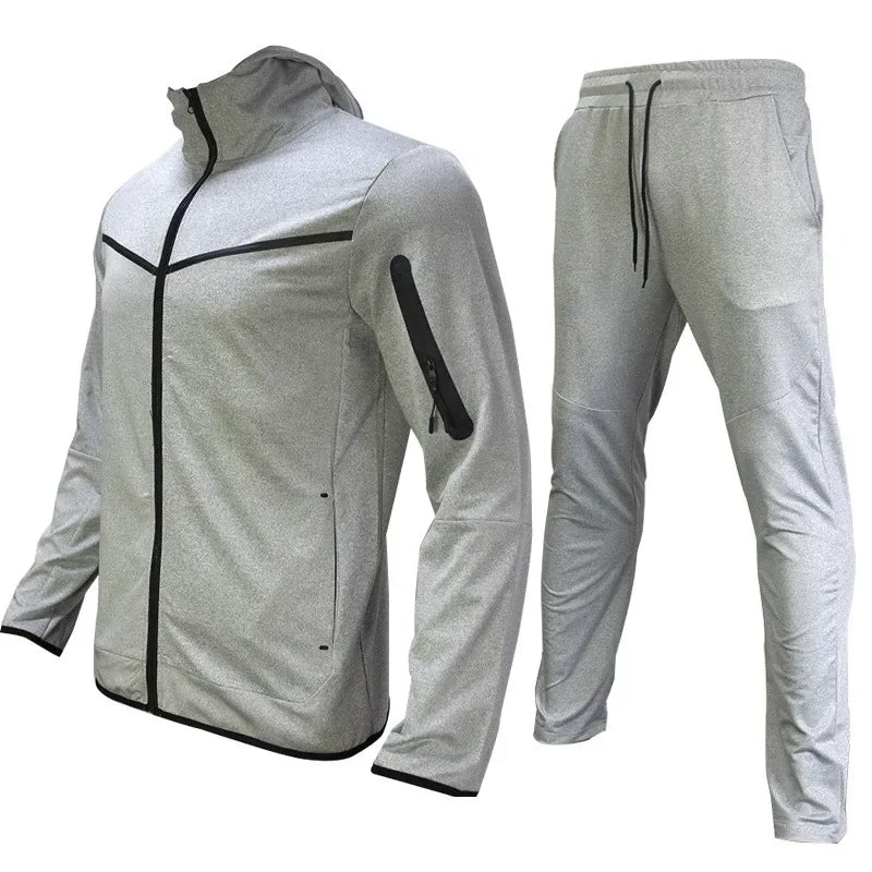 Manteau de sport pour hommes printemps et automne nouvelle taille européenne vêtements de sport pantalon à capuche ensemble décontracté survêtement hommes