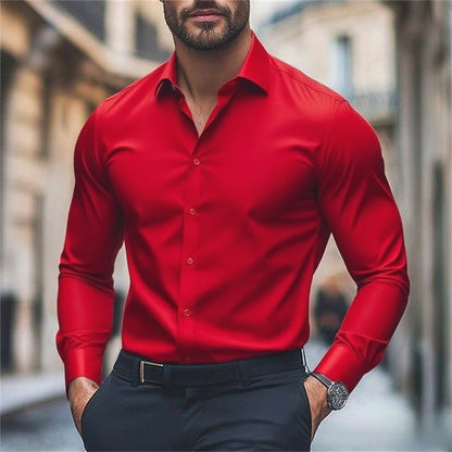 Chemise homme décontracté confort couleur unie vacances de mariage chemise à manches longues luxe Royal haut à revers grande taille expédition rapide