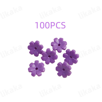 100 pièces MOC blocs de construction de fleurs colorées bricolage belles jardins briques jouets ville arbre maison scène plantes accessoires pour les filles
