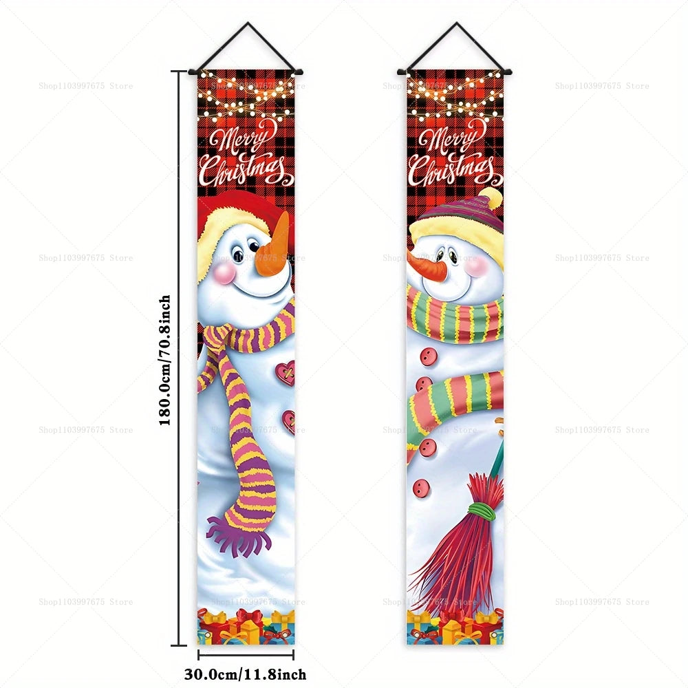 Décor d'arbre et de couronne de joyeux noël 2D, bannières d'intérieur et d'extérieur, panneaux suspendus pour porche, porte d'entrée murale, fournitures de fête d'extérieur dans la cour