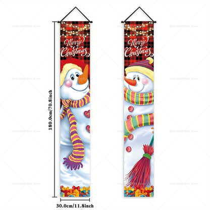 Décor d'arbre et de couronne de joyeux noël 2D, bannières d'intérieur et d'extérieur, panneaux suspendus pour porche, porte d'entrée murale, fournitures de fête d'extérieur dans la cour