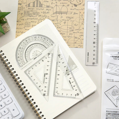 M & G- Ensemble de règles de mesure, rapporteur, règle droite, équerre