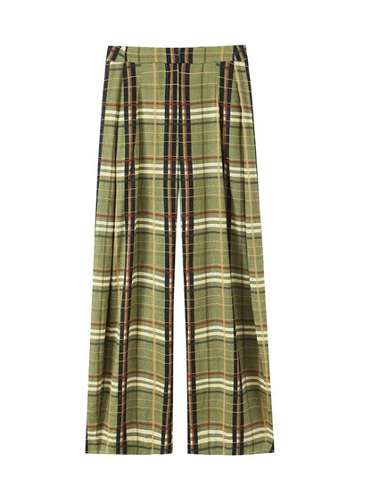 TRAF Chic sens du Design femmes pantalons longs droits pantalons amples mode 2025 automne grille rayure pantalons décontractés