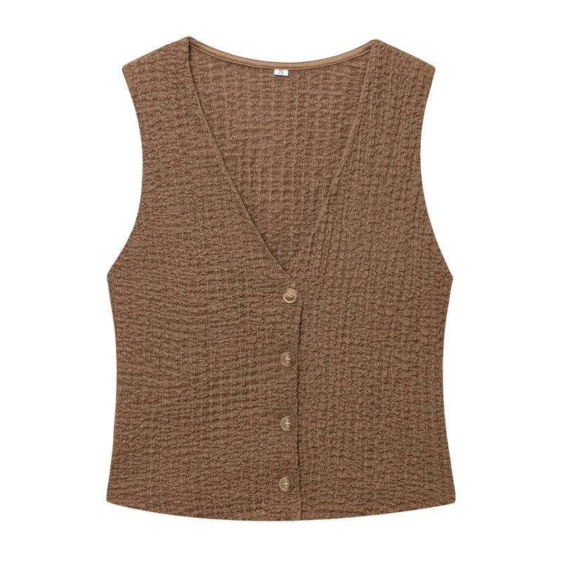 HXAO femmes deux pièces ensemble Texture pantalon ensembles sans manches gilet haut et bas ensemble femmes été Baggy pantalon ensemble 2 pièces ensembles décontractés